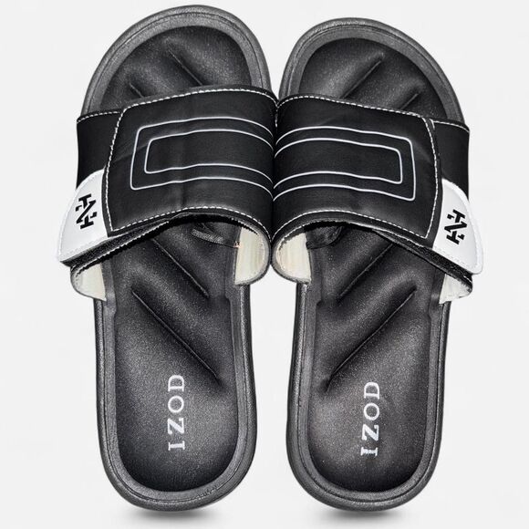 IZOD Men's Black Sandals Slides (Size 9-10) - Picture 2 of 6